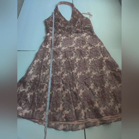 Ann Taylor LOFT 100% Silk semi-formal wedding guest pink halter maxi dress_10 - Picture 12 of 13